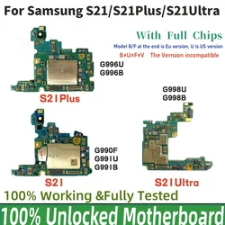 Unlocked For Samsung Galaxy S21 Ultra G998B G998U S21-G990F G991B/U S21 Plus G996B G996U Motherboard Full Chips EU USA Version