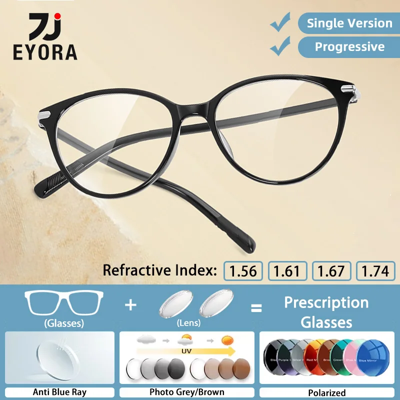 

EYORA Ultralight Retro TR90 Cat Eye Reading Glasses Myopia Eyewear Hyperopia Anti Blue Ray Progressive Photochromic Eyewear Lens
