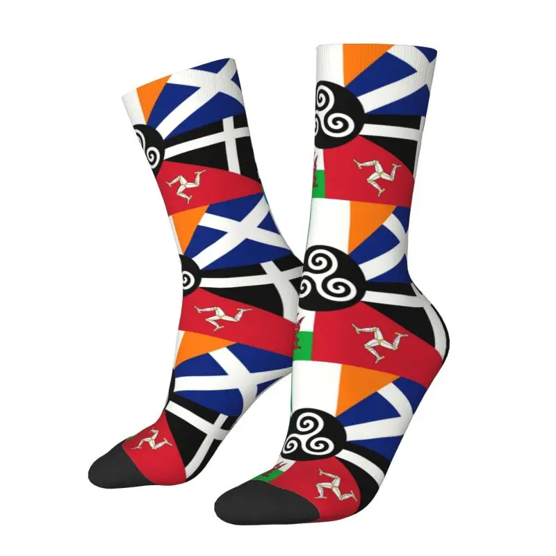 European Pan Nations Flag Socks for Men Women Stretchy Summer Autumn Winter Ireland Scotland Wales Brittany Crew Socks