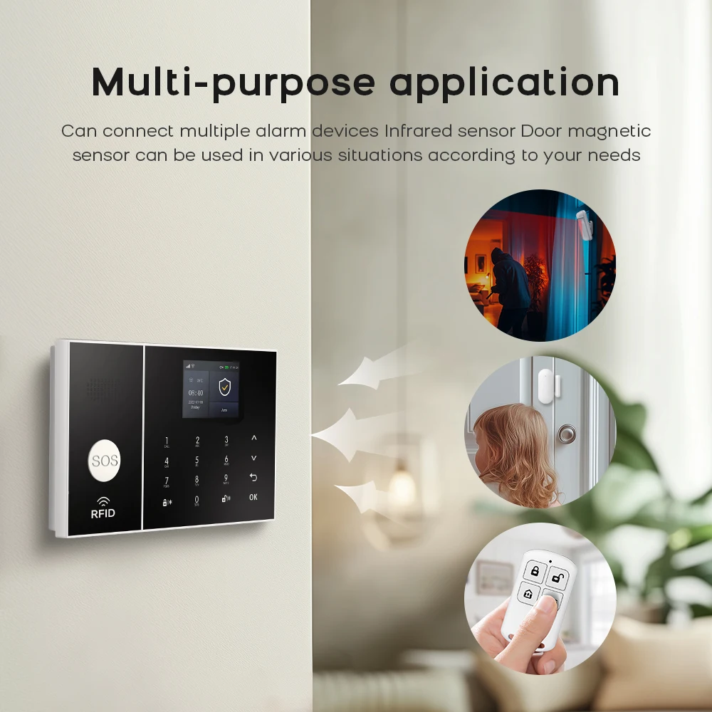 Wireless Home Alarm System Phone 4G Wifi Residential alarm Tuya Smart Home Child Safety protection Anti-theft Camera automation image 4