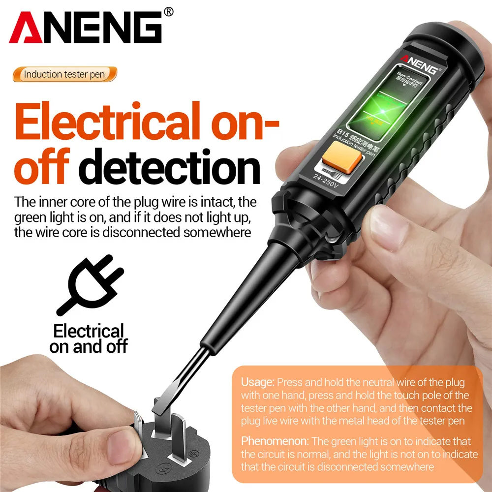 Electric Clamp Meter Multimeter Tester Pen Kit ANENG ST170+B15 600V AC/DC Voltage with 24V-250V AC Voltage Tester Home DIY Tools