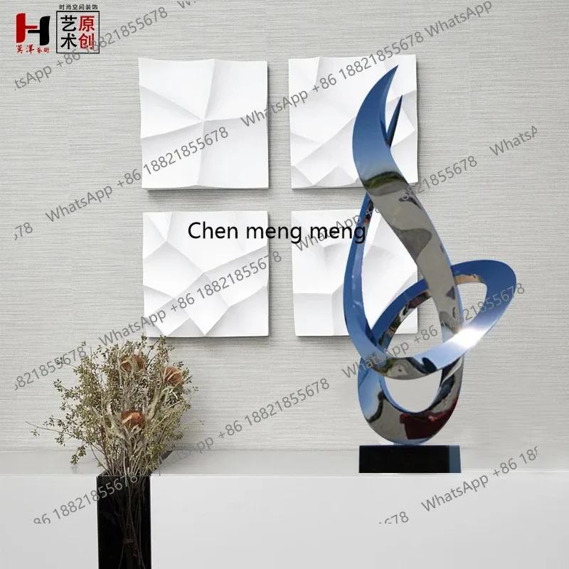C56 Abstract Modern Sculpture Artwork, Soft Decoration Artwork Stainless Steel Outdoor Window Ornament