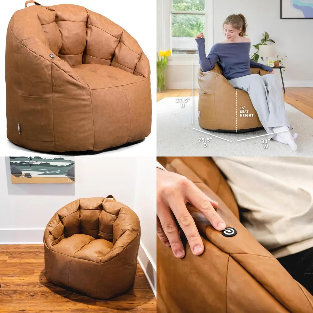 

Caramel Montana Leather Milano Bean Bag Chair with Vibrant Style