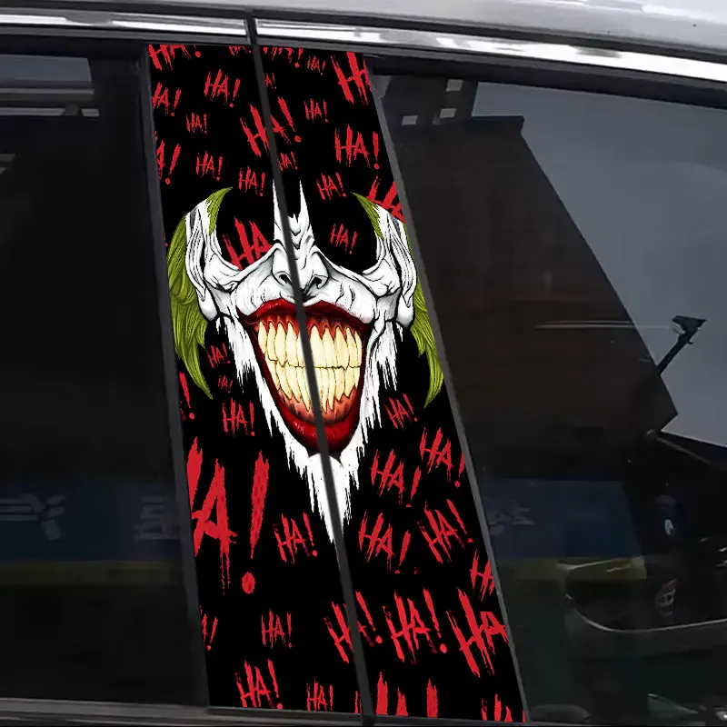 1/2pcs Joker Laughing Car Stickers Auto B Pillar Waterproof Decoration Cover Scratch DIY Car Doors Pillar Sunscreen Vinyl Decals view 3