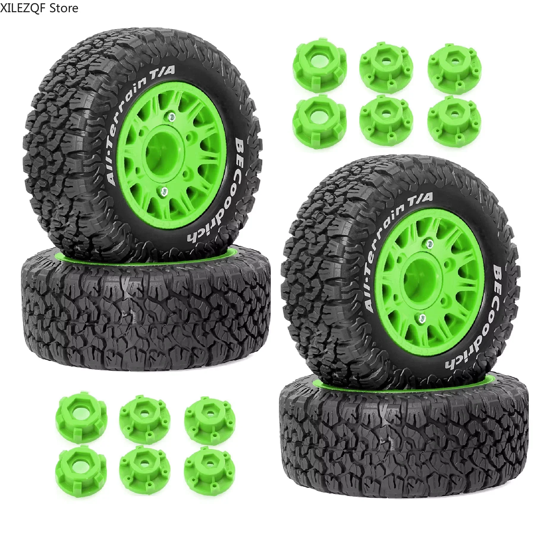Hex for 1/10 RC Car Traxxas Slash Arrma Senton HuanQi 727 Vkar 10 4PCS 1:10 Short Course Truck Tires Rubber Tyre 12mm