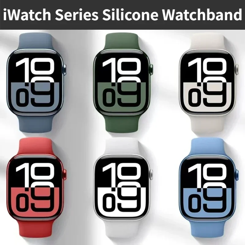 Silicone Band For Apple Watch 11 10 46mm 42mm 9 8 7 45mm 41mm Ultra 3/2 49mm Sports Bracelet Wristband iWatch 6 5 4 SE 44mm 40mm