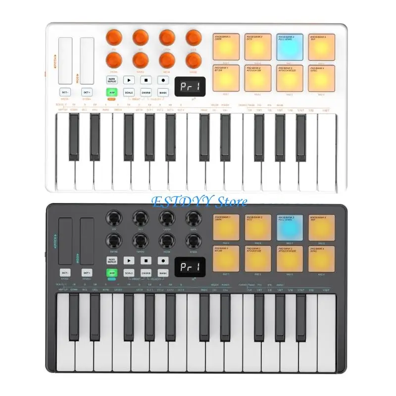 

G6DE Portable MIDI Keyboard Controller with Multicolor Pads Plastic Texture for Music Production and Live Performances
