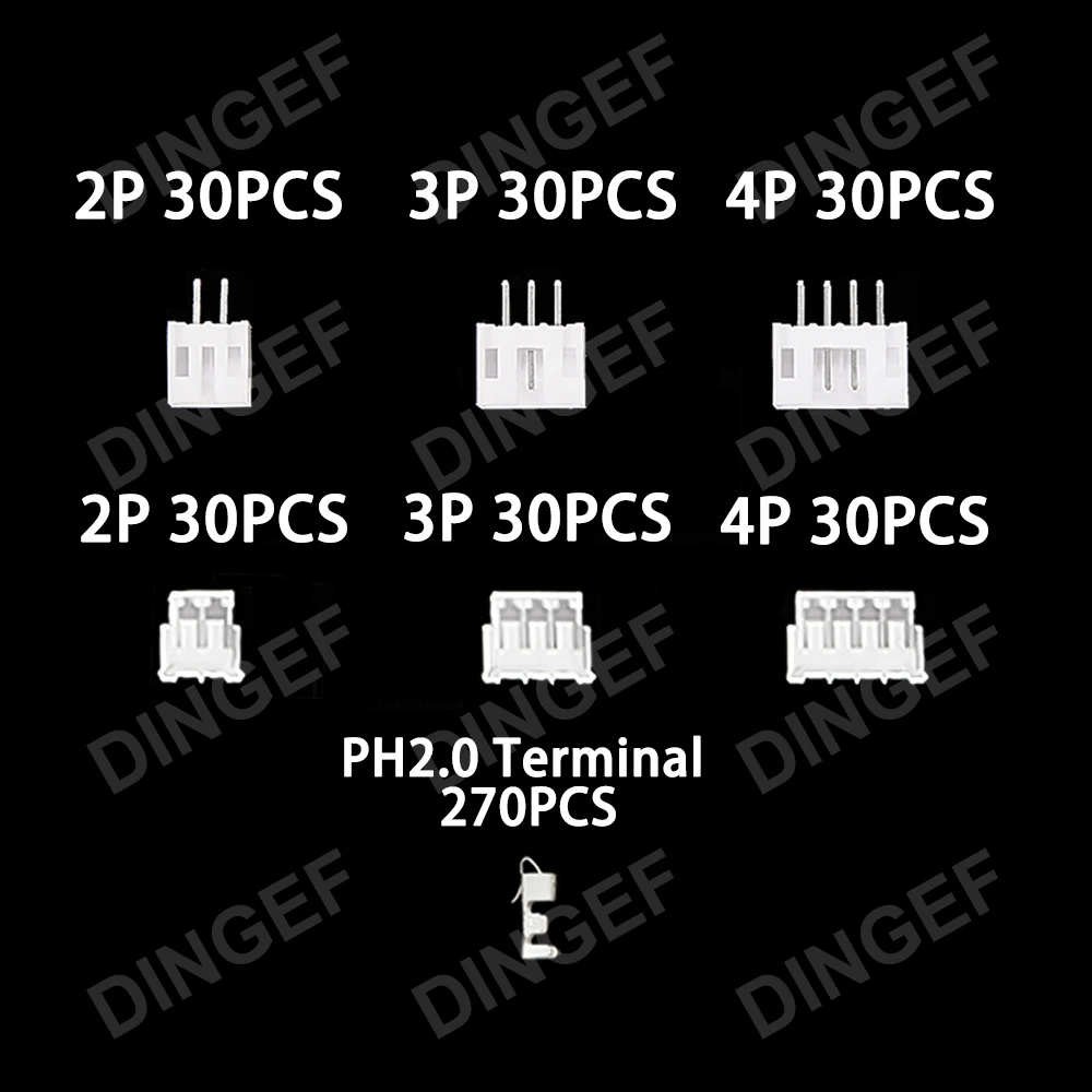 450 قطعة PH2.0 2p 3p 4p دبوس 2.0 مللي متر الملعب محطة عدة الإسكان دبوس رأس JST موصل سلك محول PH أطقم للطابعة ثلاثية الأبعاد