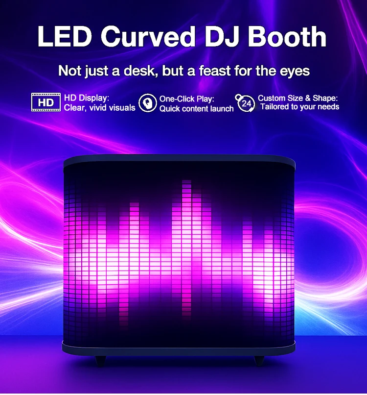 LED Display Portable LED DJ Booth Display Screen with Wheels High Definition LED Screen for Party Show and Live DJ Stage Setup