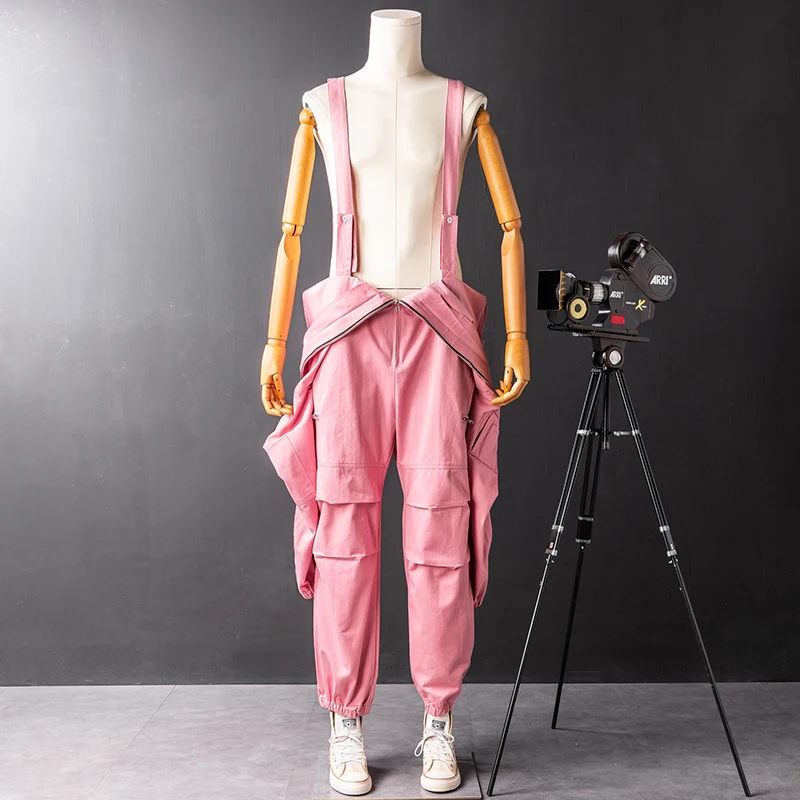 

Hip Hop Workwear Jumpsuits for Men Trendy Brand Spring Autumn Personalized Long Sve Set Couple Matching Pantsuits