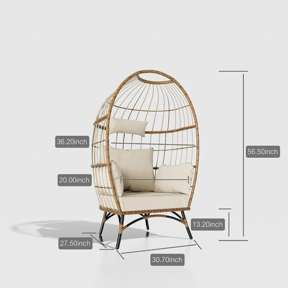 Wicker Egg Chair Rattan Chair Brown, Outdoor Patio Porch Lounge…