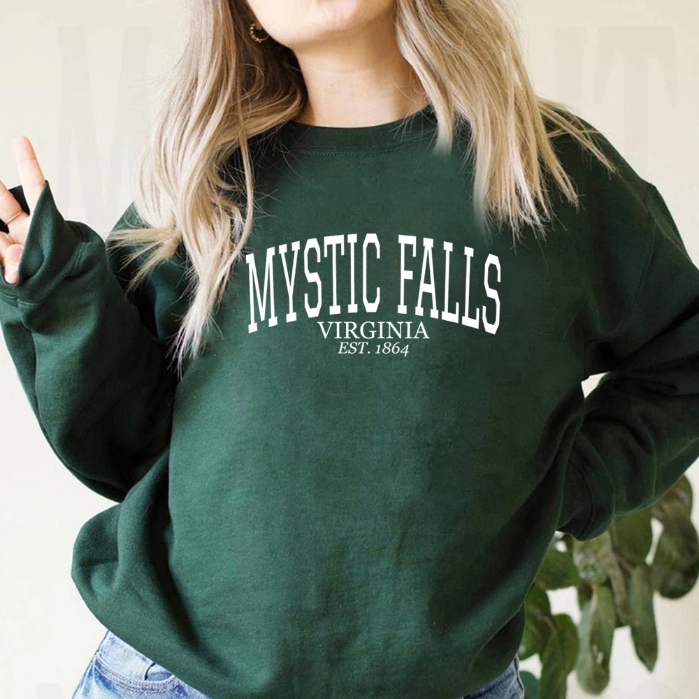 

Mystic Falls Virginia Est.1864 Sweatshirt Salvatore Hoodie Stefan and Damon Jumper Virginia Pullovwe Cute Gift For Vampire Fan