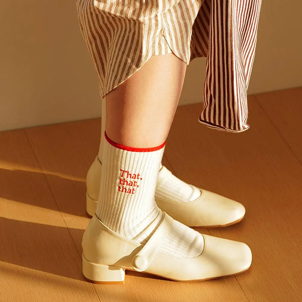 

Women White Socks Cotton Letter Ruffles Socks For Girl Y2k Harajuku Lolita Funny Socks