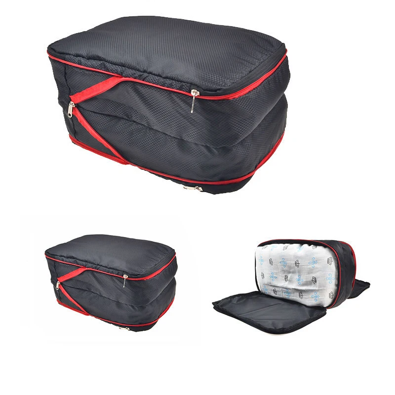 Travel Compression Packing Cubes Clothes Pouch Organizer Layer Double Portable Folding Large Capacity Waterproof Zip Storage Bag