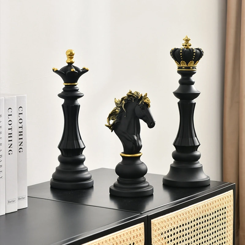 Chess King Queen Knight Statue Sculpture Ornament Collectible Figurine Craft Furnishing for Home House DecorationsChess King for