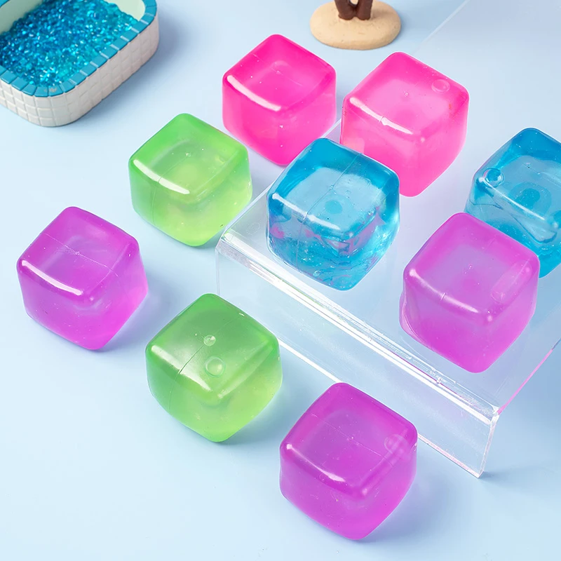 Cubos de hielo blandos de 4 colores, juguetes blandos, bolas para aliviar el estrés, juguete sensorial de rebote lento para niños, recuerdos de fiesta, regalos de cumpleaños