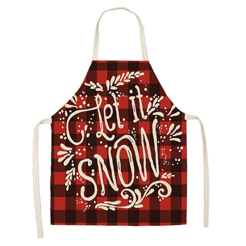 Christmas decoration apron Merry  red plaid printed  kitchen restaurant oil-proof and stain-proof