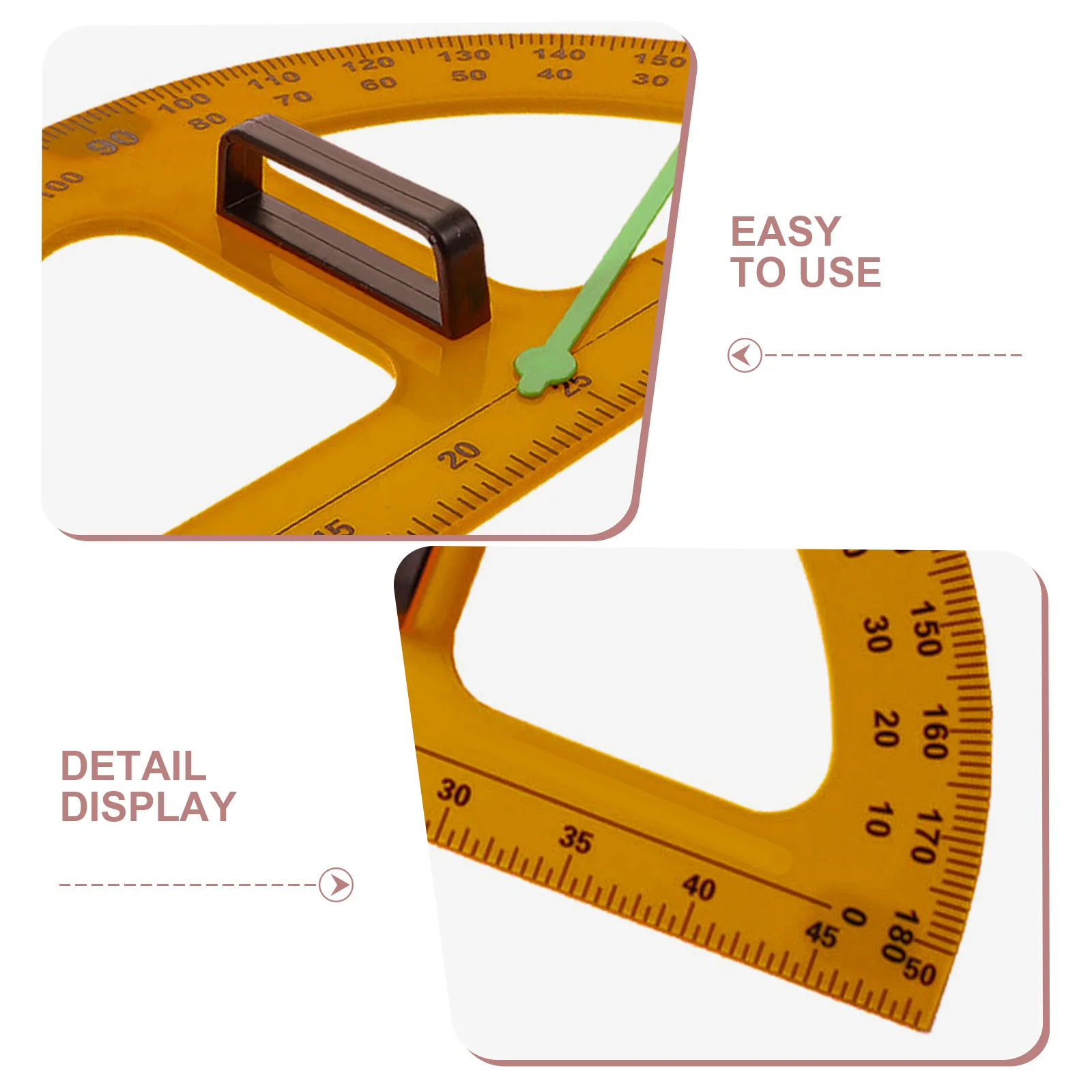 Plastic Protractor Teacher Geometry Tool Semi-Circle Math Angle Measuring Ruler for School Classroom Portable