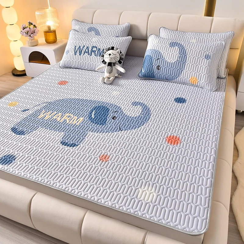 Cool Mat Kit Latex Summer Fitted Sheet 2/3Pc Flodable Kid Boy Girl Mattress Cover Rabbit Cartoon Bedspread Pillowcase 0.5cm