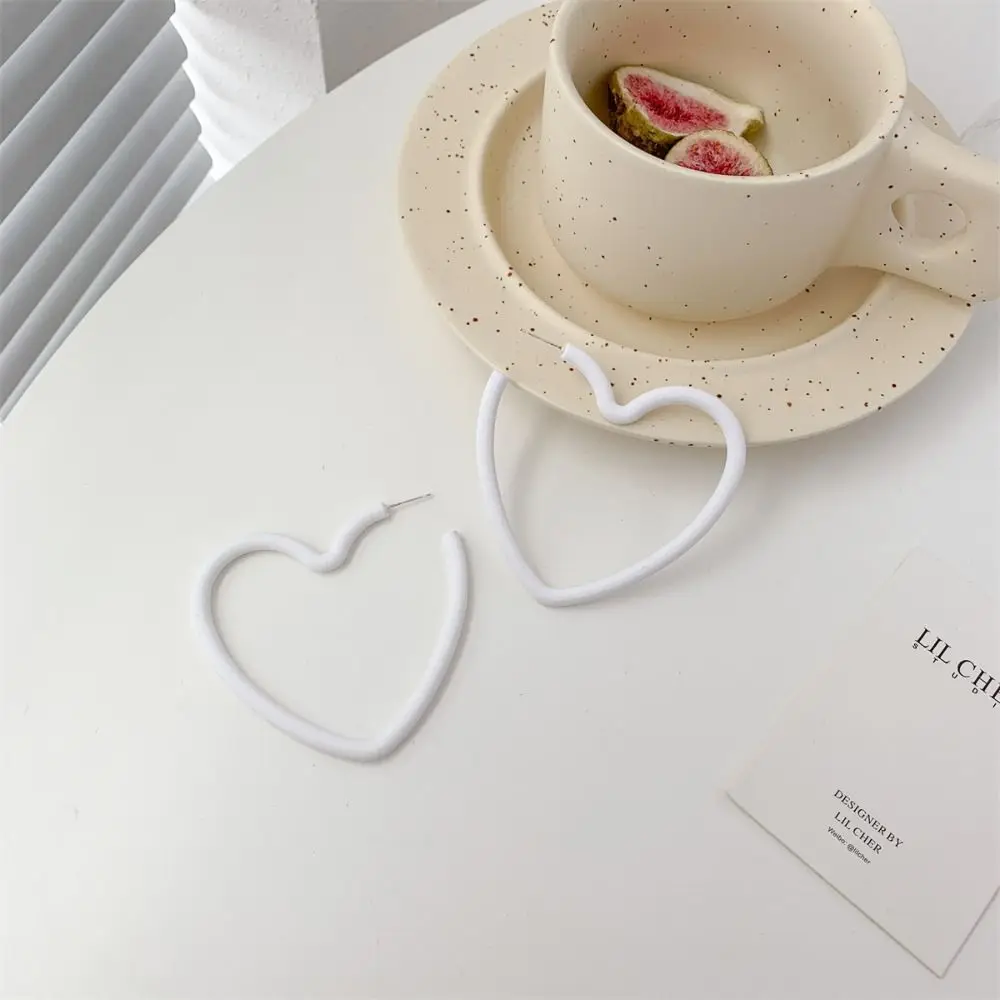 Acrylic Simple Love Heart Hoop Earring Exaggerated Geometric Love Heart Big Hoops Candy Colored Korean Style Love Earrings Girls