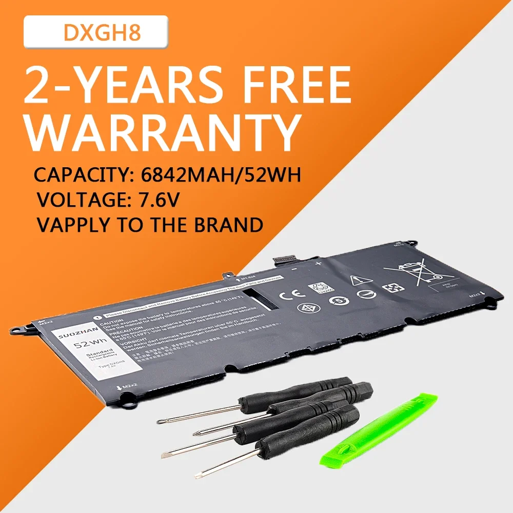 

DXGH8 Laptop Battery For Dell XPS 13 9380 9370 7390 For Dell Inspiron 7390 2-in-1 7490 G8VCF H754V 0H754V P82G 52WH