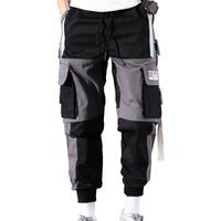 Men Cargo Pants Multi Pockets Loose Thick Warm Deep Crotch Mid Waist Buckle Decor Ankle-banded Hip Hop Streetwear