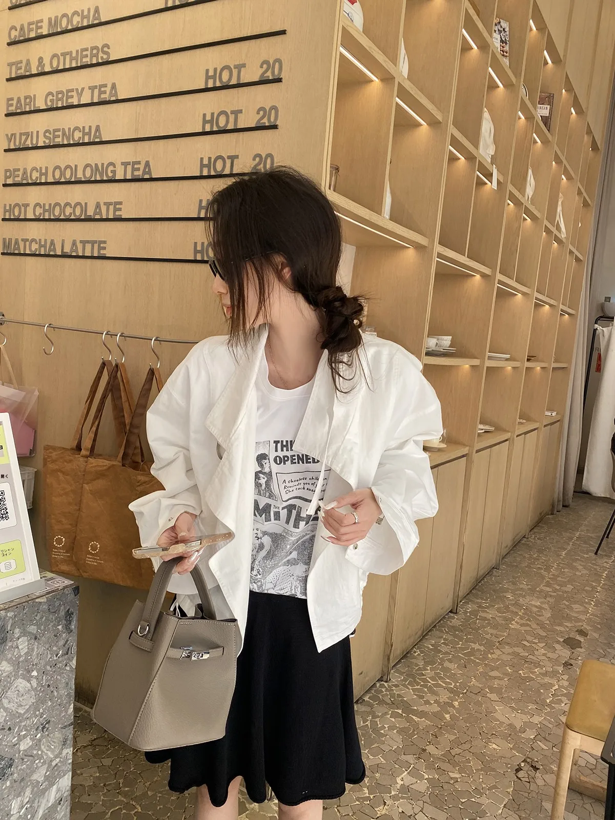 

Slimming Short Jacket Style Simple Loose Fit Stand Collar Spring Casual Outerwear FEELROOM Women's Fashion Nylon Cotton Blend