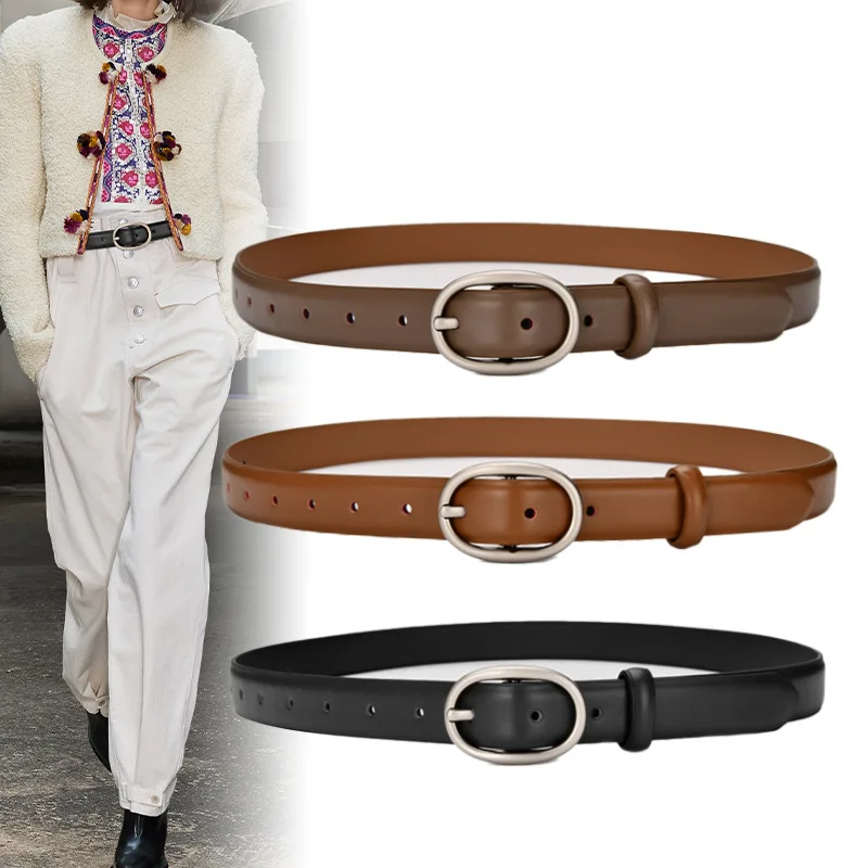 

Metal Oval Buckle Cowskin Waist Belt Women Casual Jeans Belt Summer Spring Solid Real Cow Leather Belt Femme Cinturones Cinture