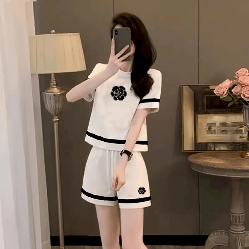 

Модные шорты, женские летние модные футболки с короткими рукавами 2025, новые высококачественные футболки с короткими рукавами, повседневные шорты, комплекты из двух предметов, дизайнерские костюмы Sense