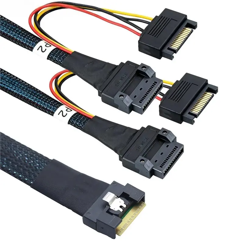 A53M-SFF-8654 PCIE Slimline 8I To 2-Port Gen-Z 1C Breakout Cable Anti-Mis-Insertion Full-Coverage Connector