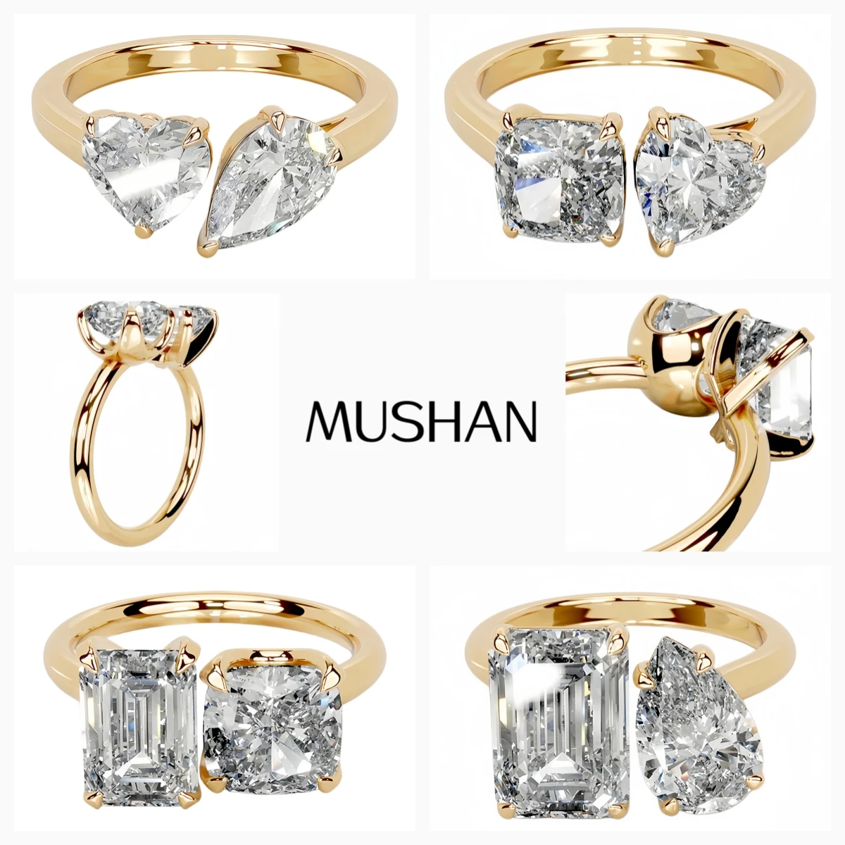 

MUSHAN Jewelry 925 Sterling Silver Rings 3ct 4ct 9ct Moissanite Heart Diamond Ring Women Bands GRA Certificated Fine Jewelry