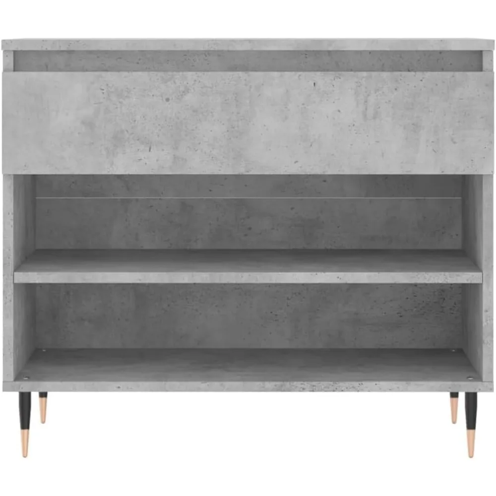 خزانة تخزين الأحذية باللون الرمادي الخرساني المعاصر | منظم مدخل خشبي هندسي بأرجل معدنية | مقصورات واسعة ل #6