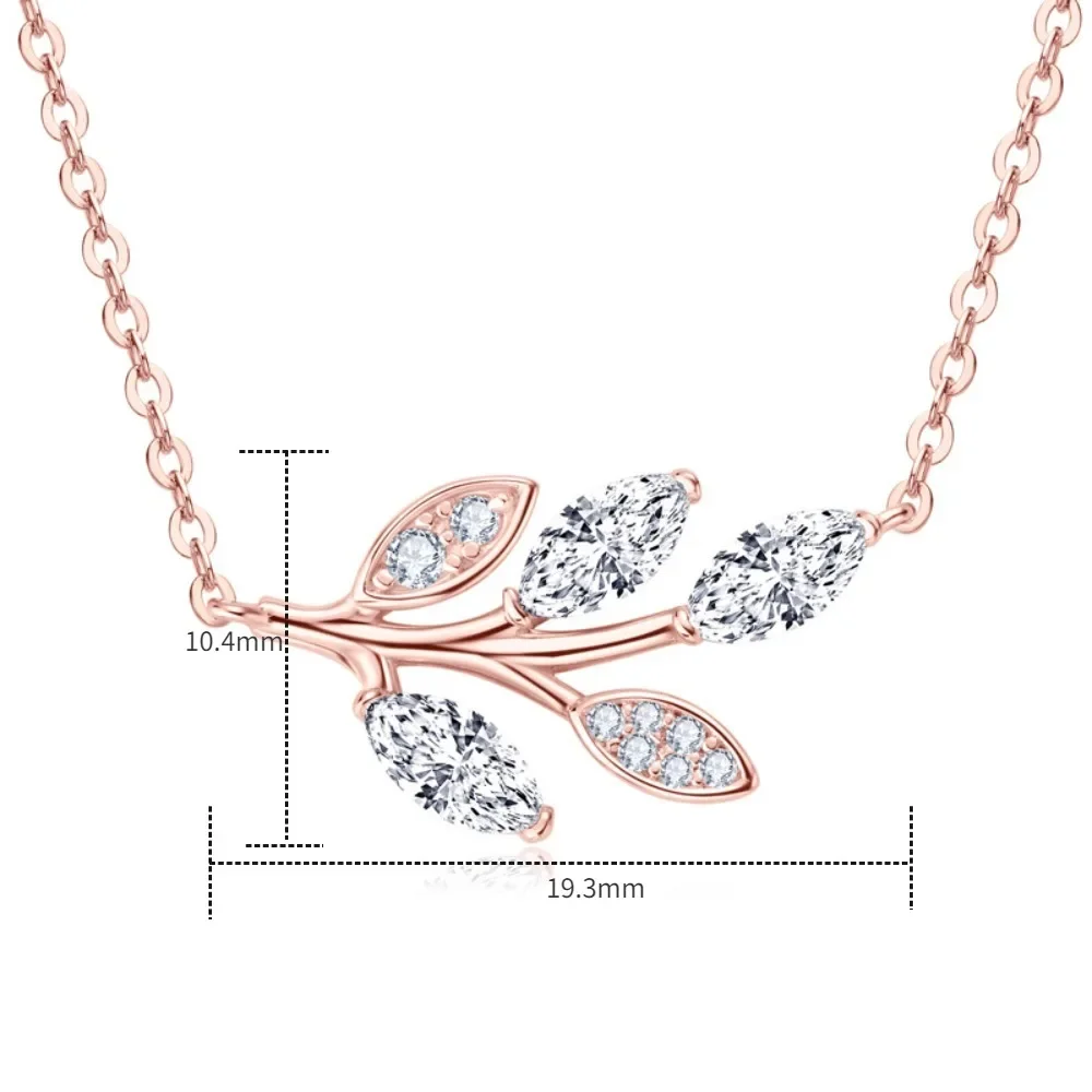 M-JAJA 6x3mm Marquise Cut Moissanite Leaf Pendant Diamond Necklace for Women Silver 925 Real Jewelry Engagement Wedding Gift