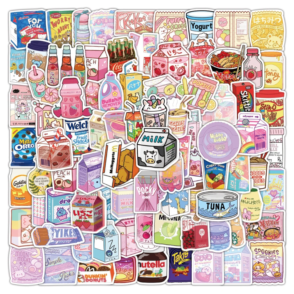 

10/50 Pcs Kawaii Drinks Graffiti Sticker Decoration Bike Fridge Laptop Table Chair Phone Case Kids Toys Thin Waterproof Stickers