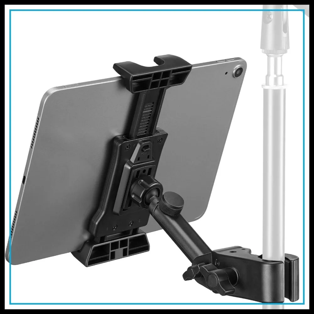 

Universal Tablet Holder for Mic Stand, Adjustable Mount for iPad, iPhone, All 4.7-13.5 Inches Devices