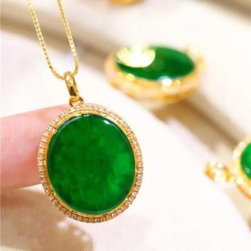 Calcedônia Natural Colar Circular, Cadeia Clavícula, Jóias Verde, Pingente Clássico, Luxo, Design Original, Alta Qualidade, Moda