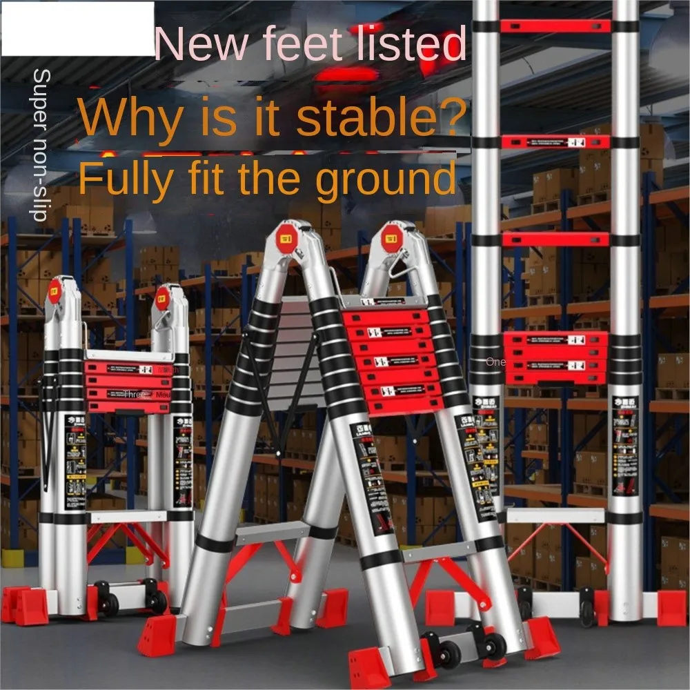 5.5M Vertical Ladder Telescopic Ladder Aluminum Alloy Portable Thickened Engineering Folding Ladder