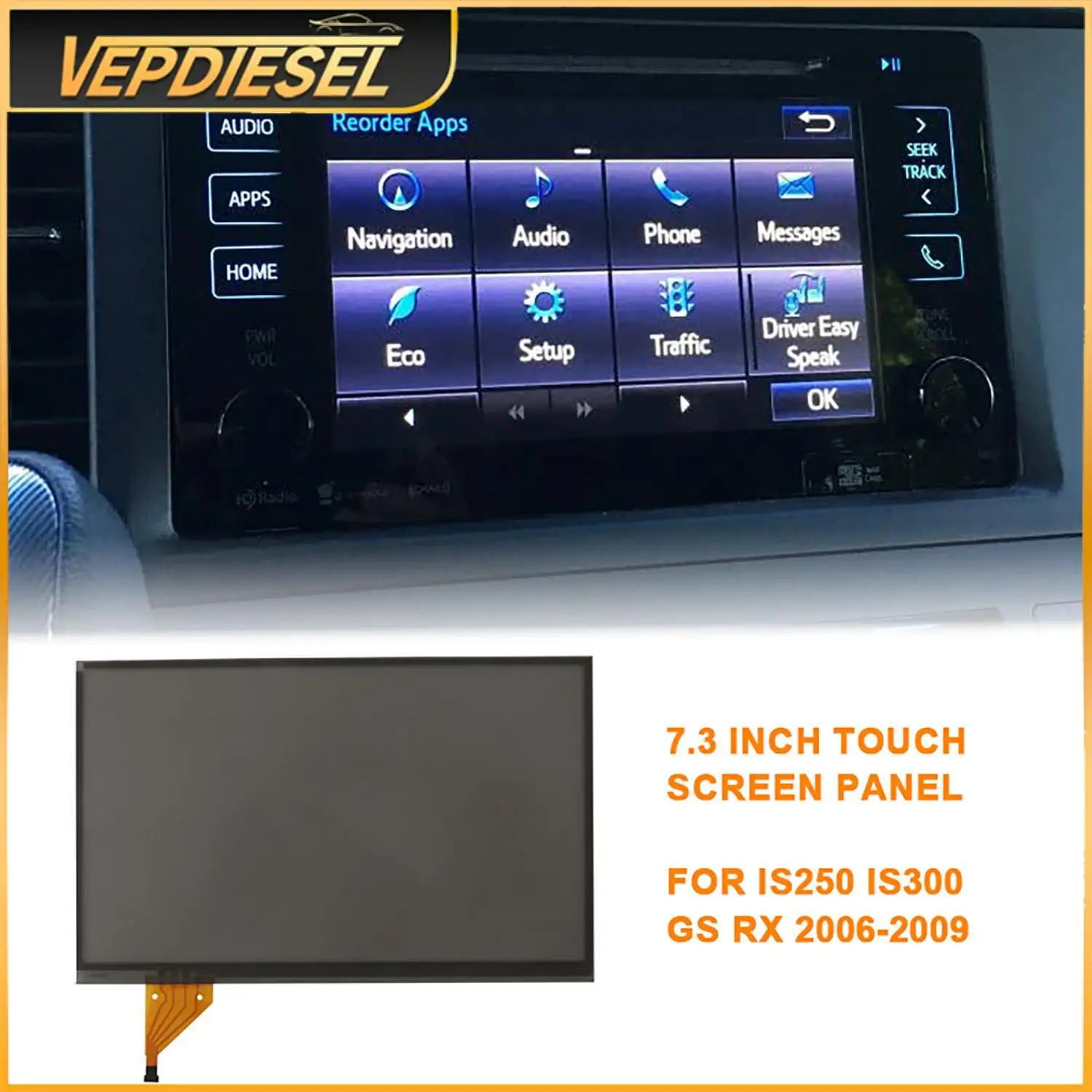 

7.3 Inch 4pin Resistive Touch Screen LTA070B511F LTA070B510F for Lexus IS250 IS300 IS350 Dedicated Touch Screen Dashboard Parts