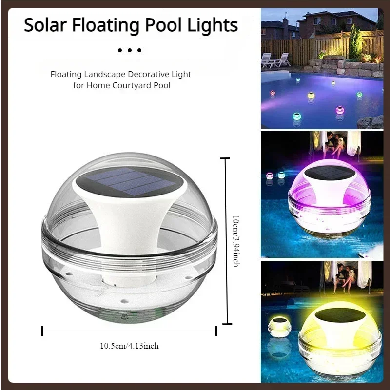 Luzes solares flutuantes para piscina, atualizadas à prova d'água com luz LED que muda de cor múltipla, banheira de piscina de jardim, decoração de casa de festa