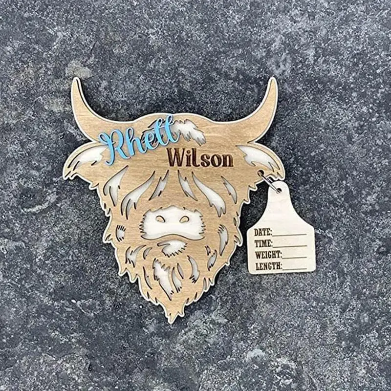 Highland Cow Milestone เครื่องหมายไม้ Highland Cow Milestone Mark ทารกบันทึกหมวดหมู่15 Pcs Record หมวดหมู่ปีแรก