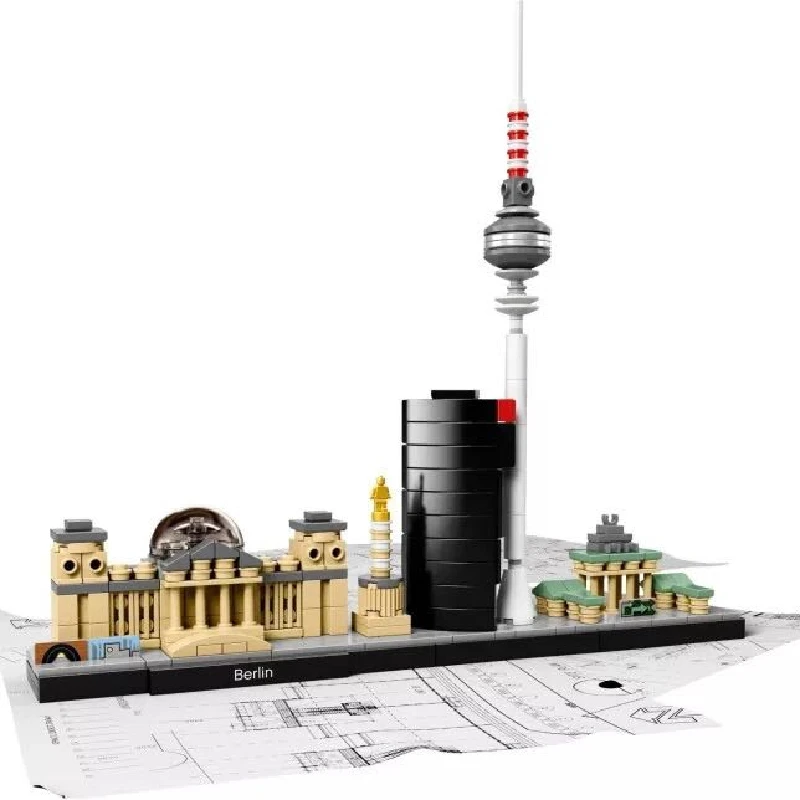 Berlin City Architecture Skyline Building Blocks Set Tower Edifice Bricks Town Street View Assemble Toys For Children Gifts