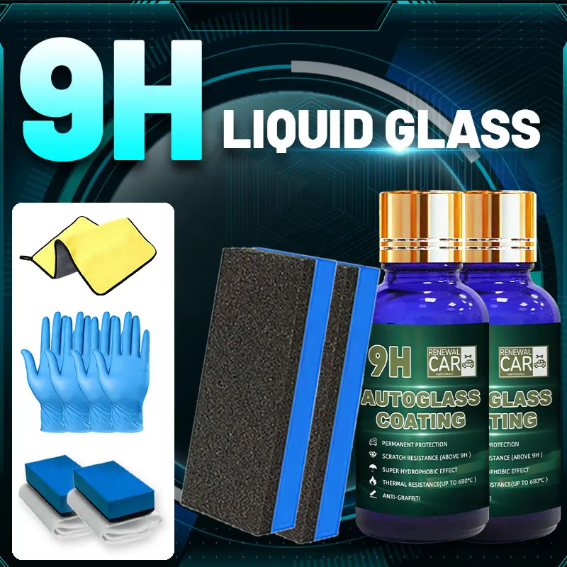 

Стеклянное керамическое покрытие 9H, 2 шт. в упаковке — супергидрофобное, против царапин для автомобильной краски и восстановления стекла