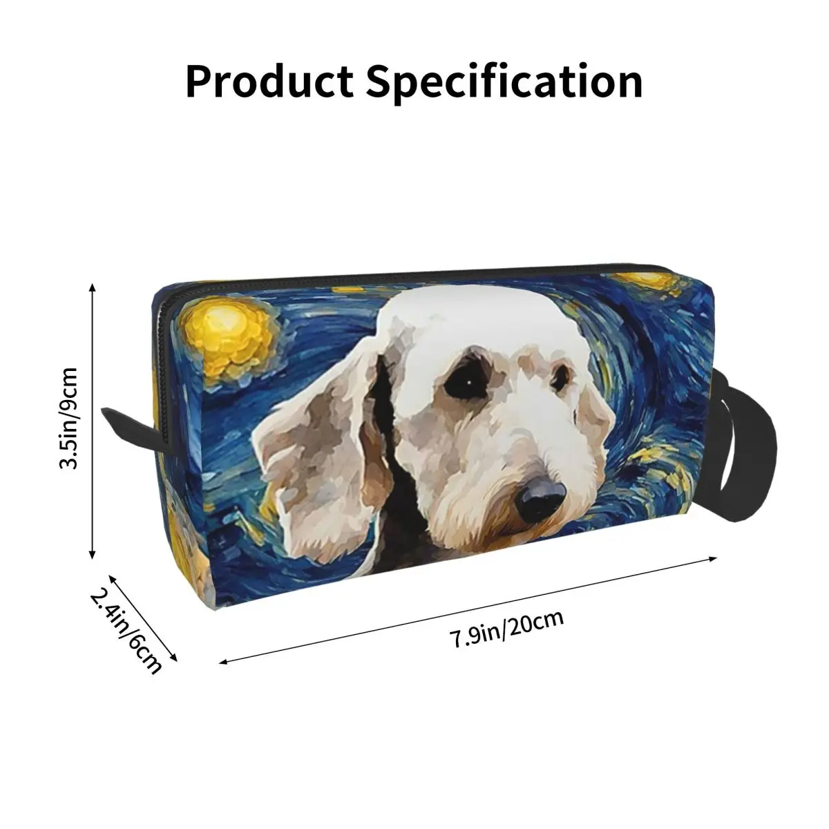 Bedlington Terrier Night Makeup Bag Cosmetic Organizer Toiletry Cosmetic Bag for Women Beauty Travel Pencil Case