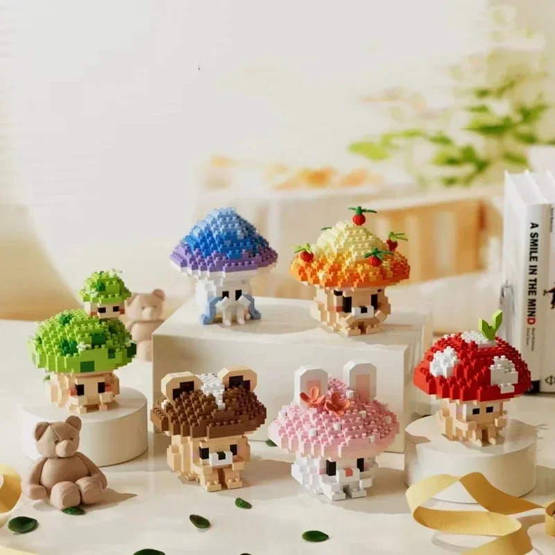 Mushroom Micro-particle Building Block Toy Cute Mushroom Assembly Model Children's Educational Boys Girls Christmas Toy