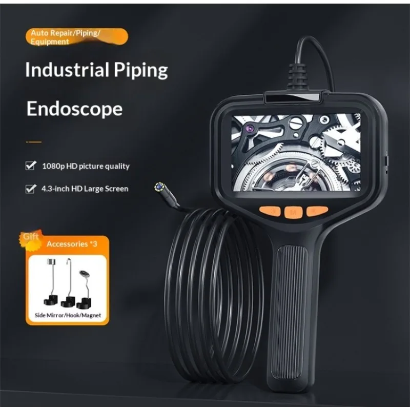 5.5mm HD Handheld Industrial Endoscope with Screen, 8mm Lens Portable Pipe Inspection Camera for Vehicle Detection
