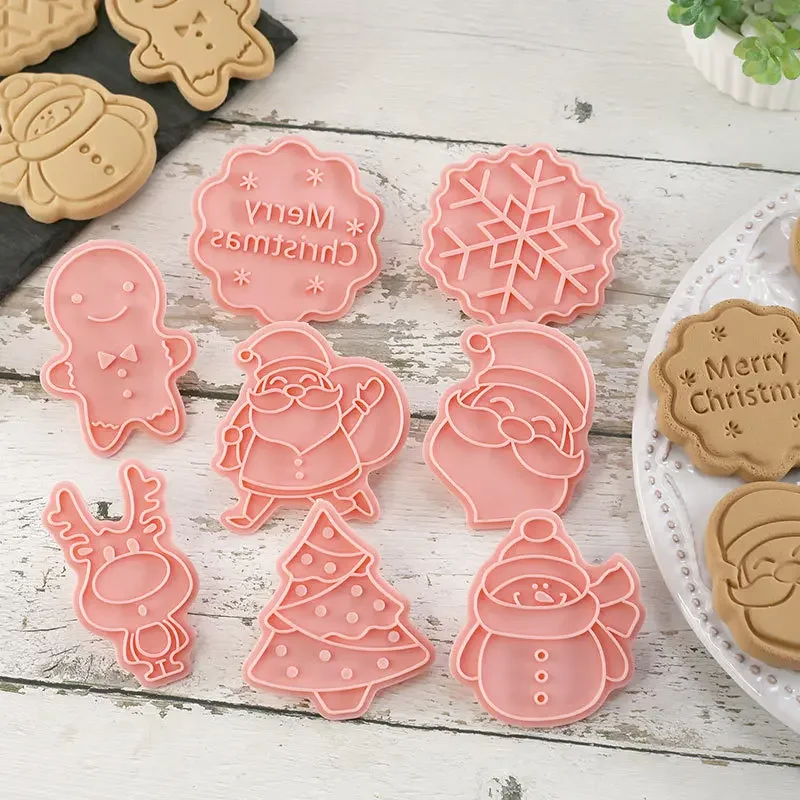 

8 Pcs/Set DIY Cartoon Biscuit Mould Christmas Cookie Cutters ABS Plastic Baking Mould Cookie Tools Cake Decorating Tools