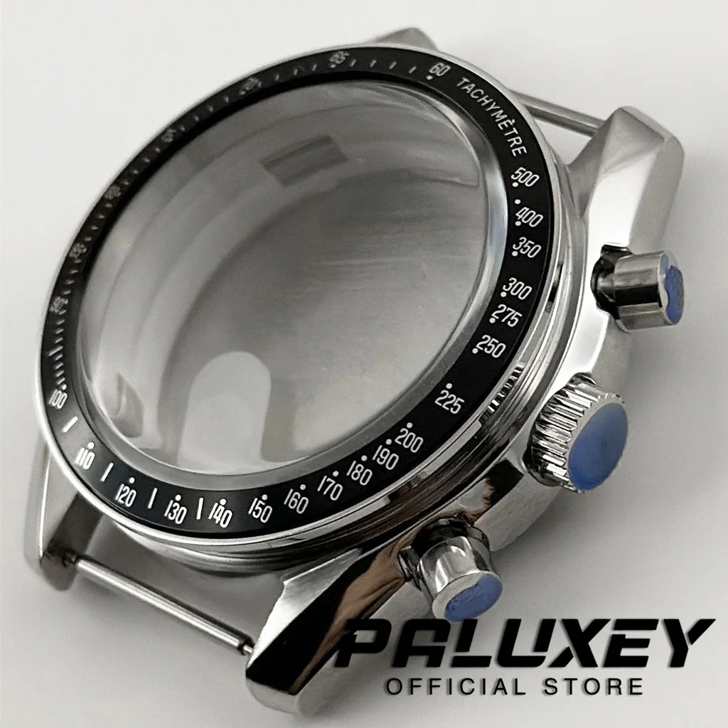 40mm Men\'s Watches Metal Watch Case Accessories Watch Parts For VK63 VK63A Quartz Movement Fits 20mm strap Watch Box