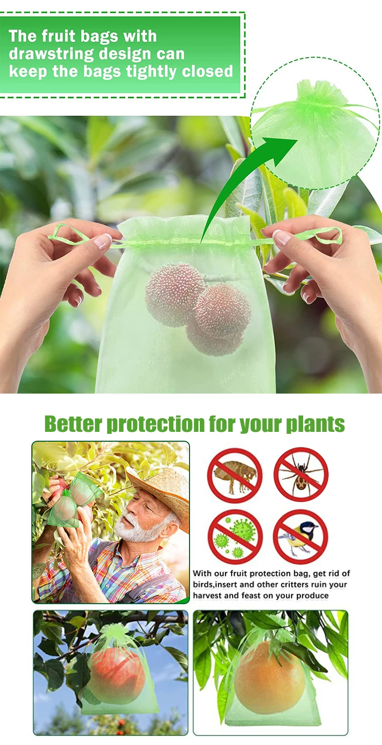 20-100 stücke Erdbeere Trauben Obst Wachsen Taschen Netting Mesh Gemüse Pflanzen Schutz Taschen Für Schädlingsbekämpfung Anti-vogel garten Werkzeuge – Detail 3