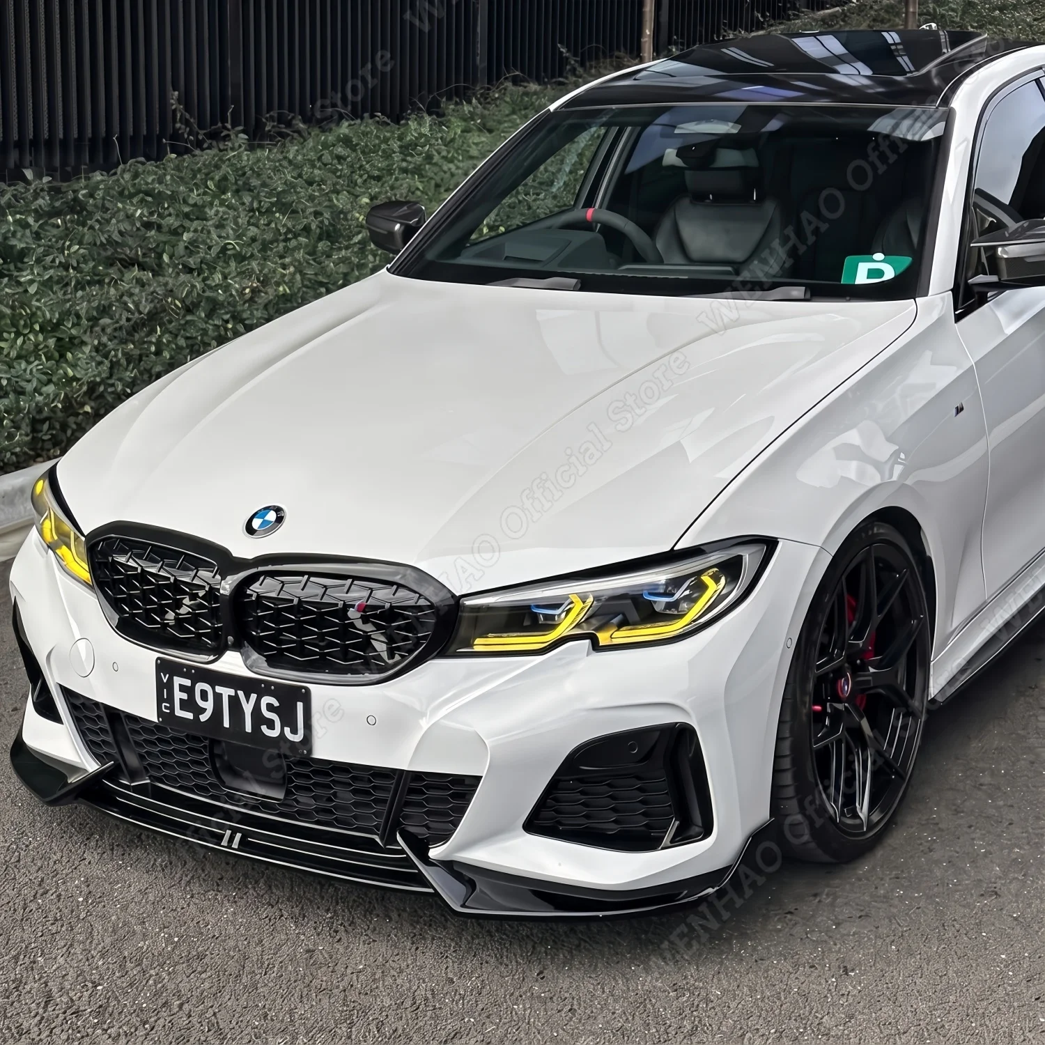 Image of Glänzend Schwarzer Frontstoßstangen-Spoiler für BMW 3er Serie G20 G21 M-Sport M340i M340d 2019-2022 Pre-LCI Zubehör Karosserie-Kit