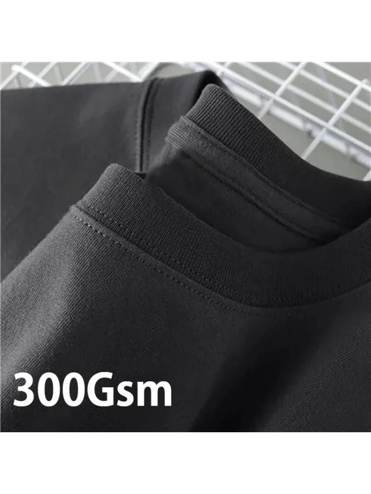 Zomer Lichtgroen Zwaar Gewicht 300G T-shirt met korte mouwen Katoen Heren Los Casual Basisshirt Koreaans T-shirt Dames - afbeelding 2